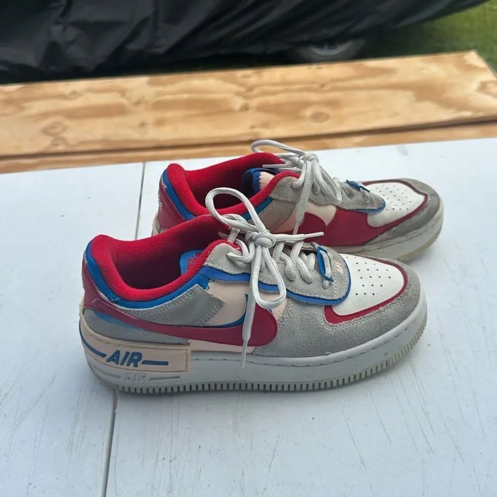 Nike Air Force One Red and Blue Sneakers